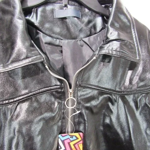 Whatlees women black jacket vegan leather LG/XL - Picture 2 of 5